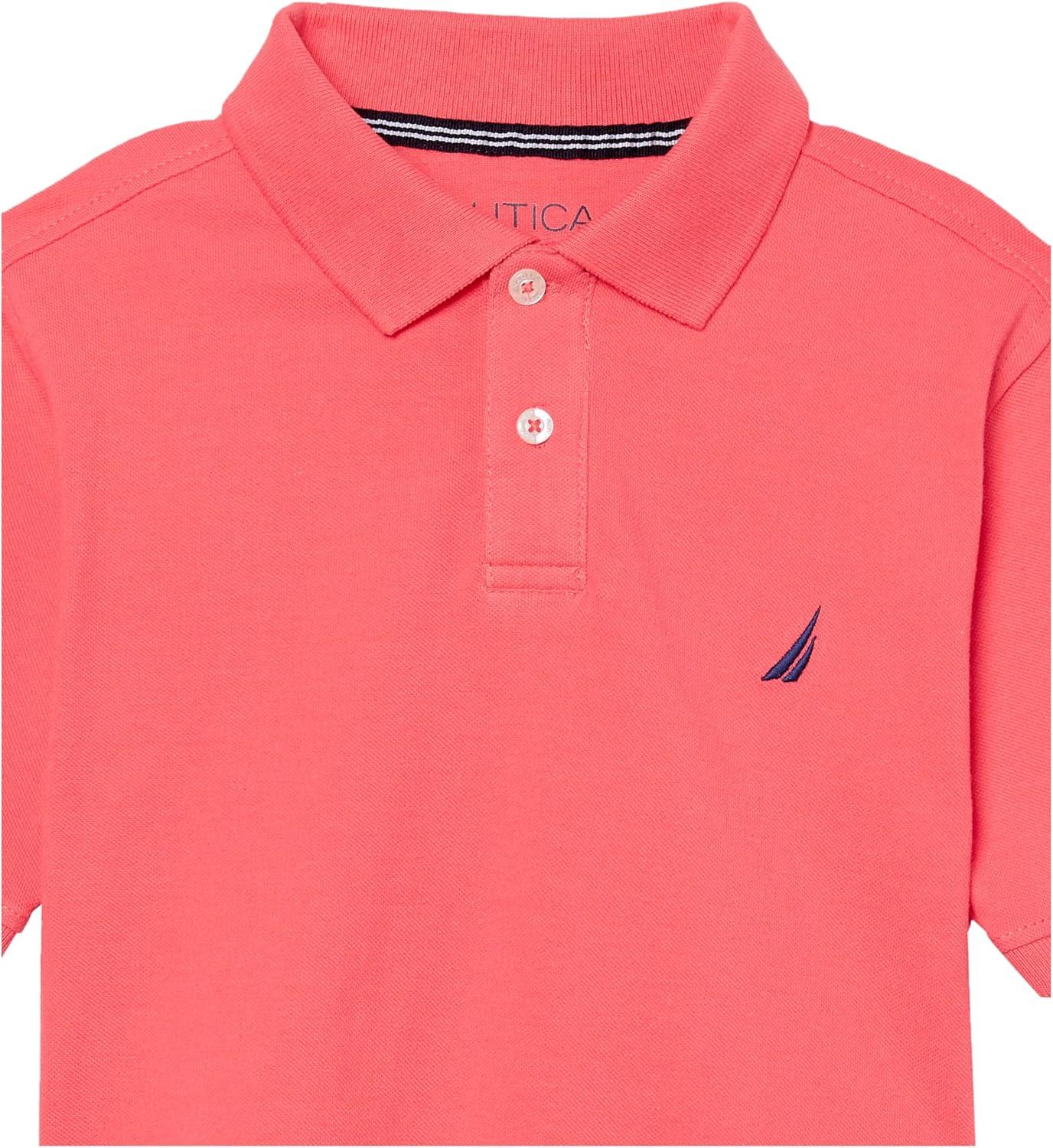 imageNautica Boys Short Sleeve Anchor Polo Button Closure Soft amp Comfortable Pique FabricCayenne
