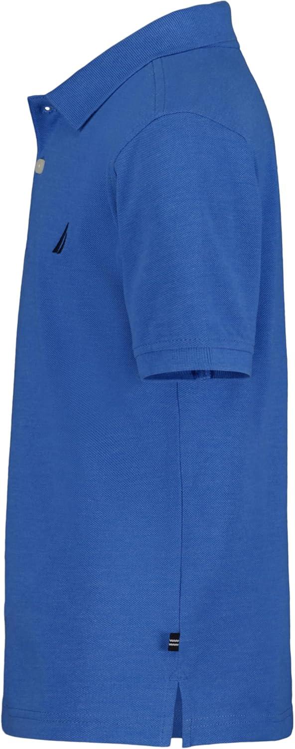 imageNautica Boys Short Sleeve Anchor Polo Button Closure Soft amp Comfortable Pique FabricClear Skies Heather
