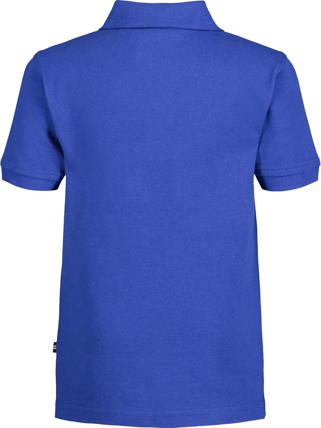 imageNautica Boys Short Sleeve Anchor Polo Button Closure Soft amp Comfortable Pique FabricCobalt