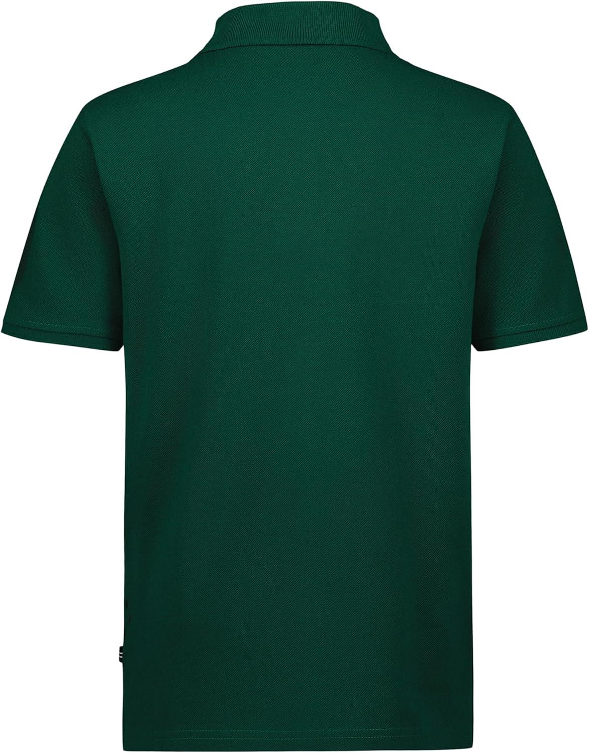 imageNautica Boys Short Sleeve Anchor Polo Button Closure Soft amp Comfortable Pique FabricEvergreen