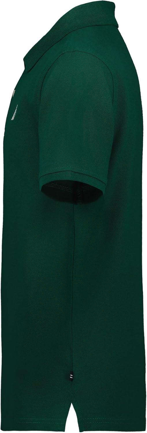 imageNautica Boys Short Sleeve Anchor Polo Button Closure Soft amp Comfortable Pique FabricEvergreen