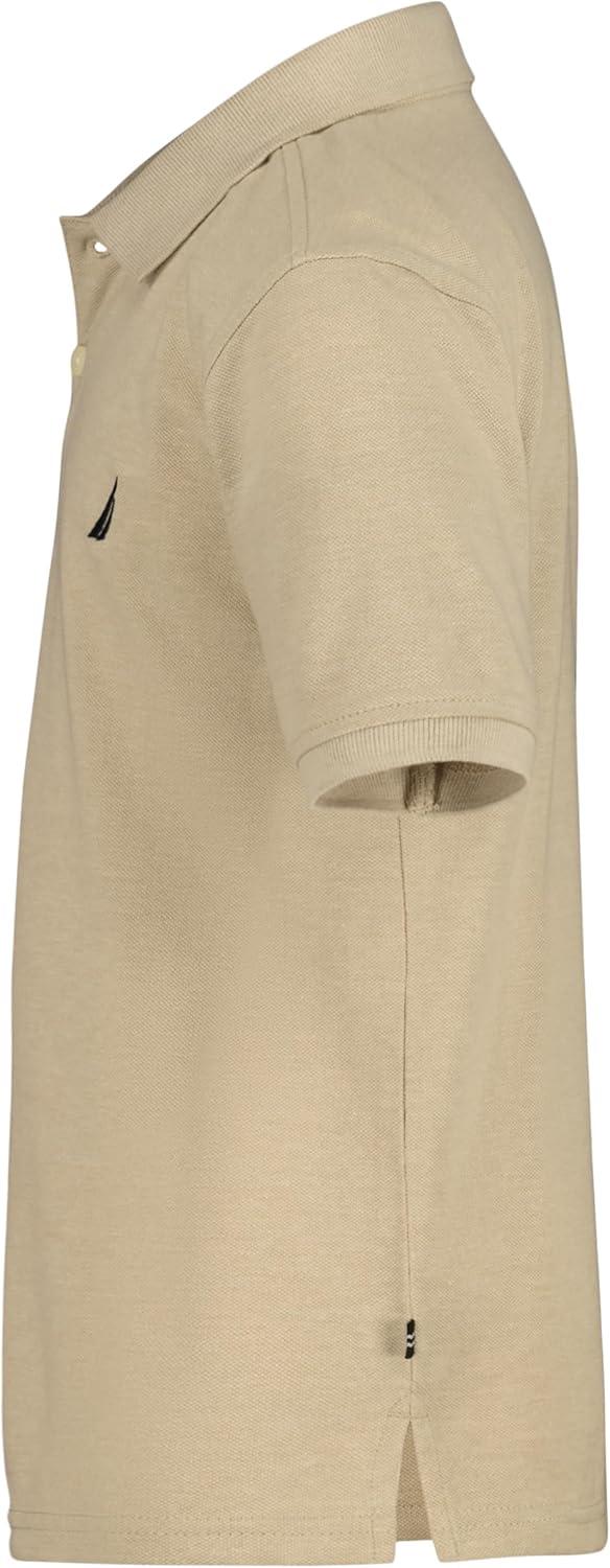 imageNautica Boys Short Sleeve Anchor Polo Button Closure Soft amp Comfortable Pique FabricFeather Grey Heather