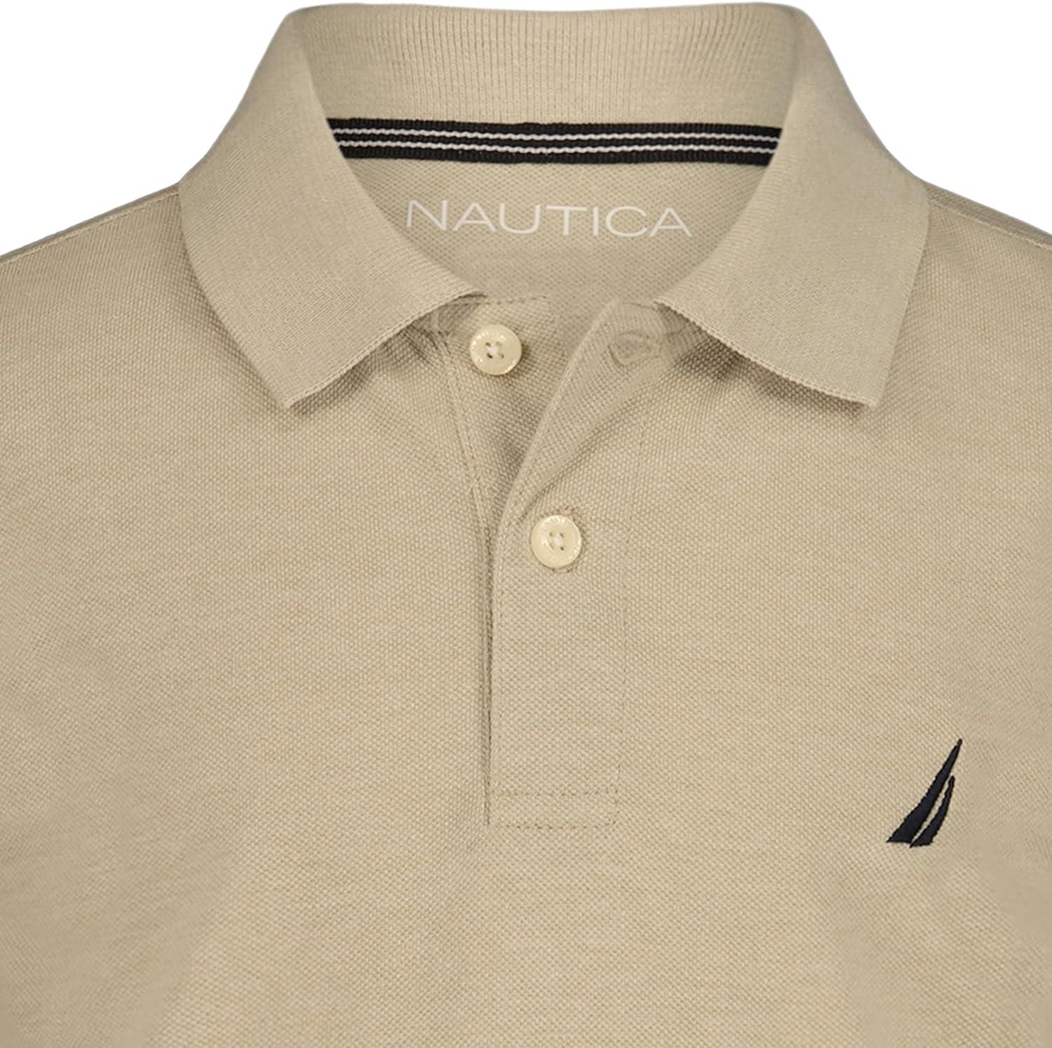 imageNautica Boys Short Sleeve Anchor Polo Button Closure Soft amp Comfortable Pique FabricFeather Grey Heather