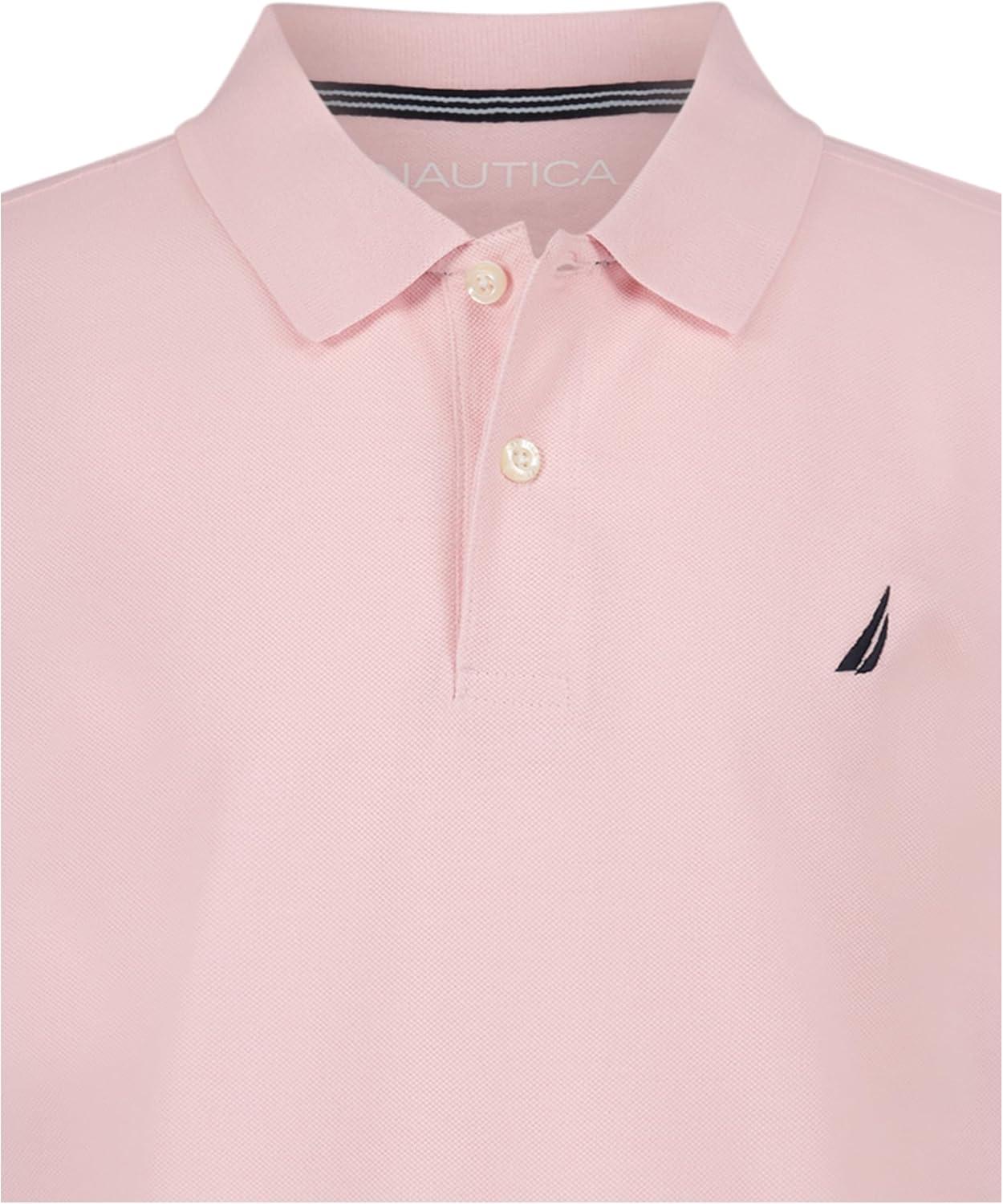 imageNautica Boys Short Sleeve Anchor Polo Button Closure Soft amp Comfortable Pique FabricPale Pink