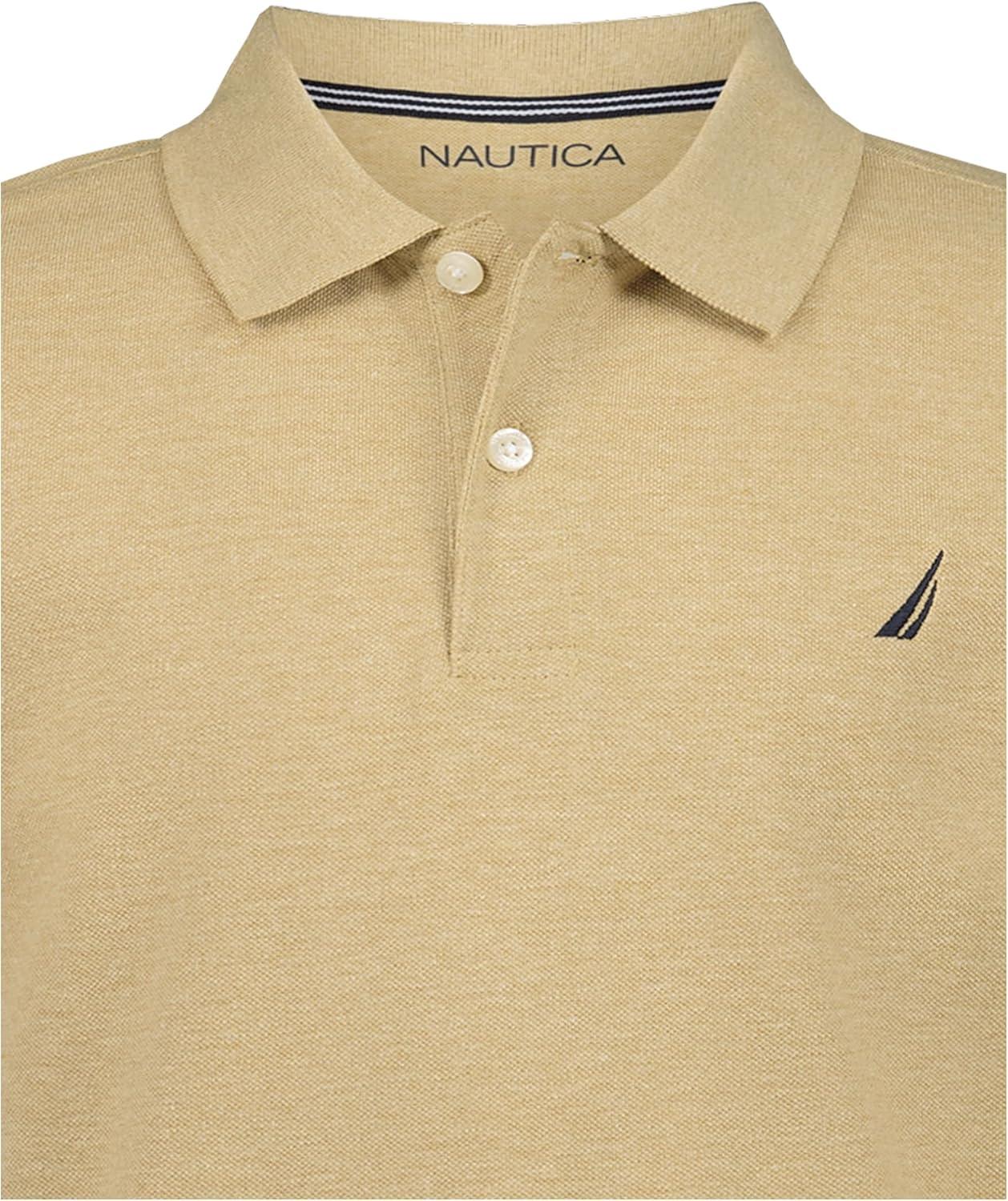imageNautica Boys Short Sleeve Anchor Polo Button Closure Soft amp Comfortable Pique FabricSandy Bar Heather