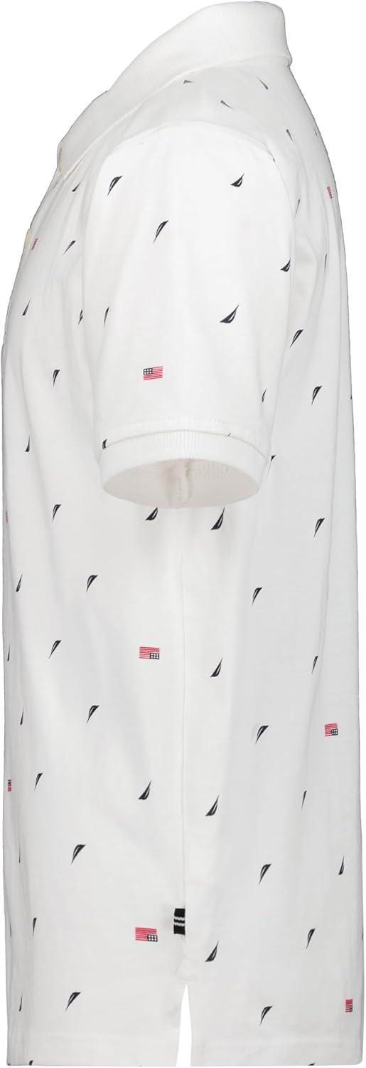 imageNautica Boys Short Sleeve Fashion Polo Button Closure Soft amp ComfortableAmericana Aop White