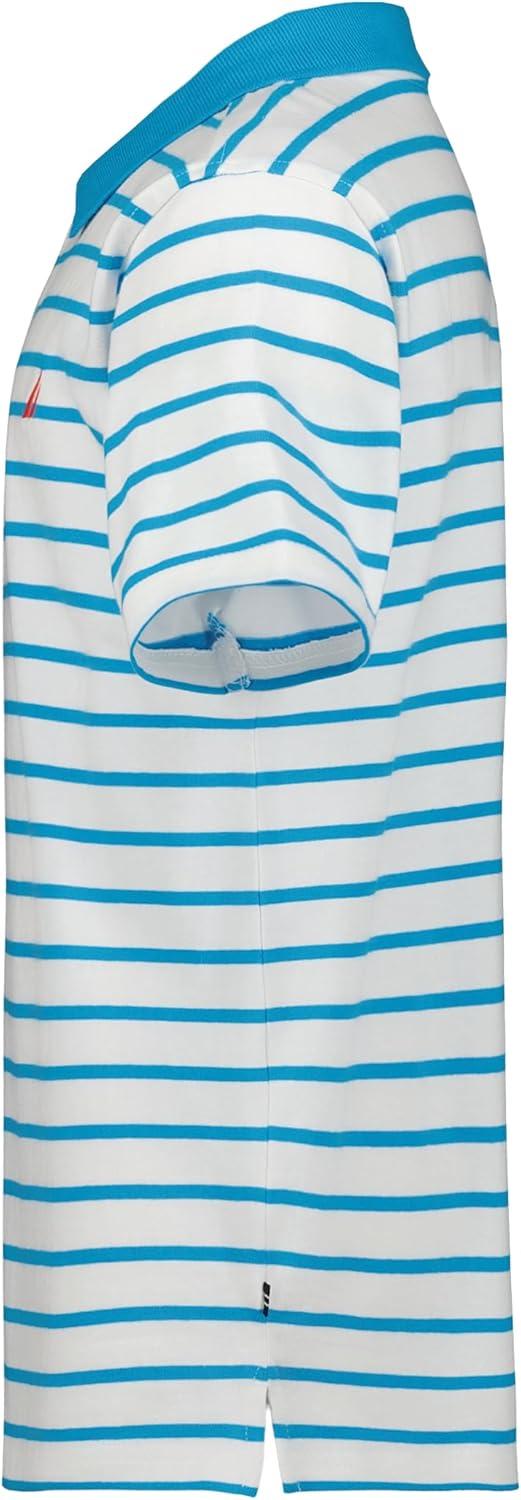imageNautica Boys Short Sleeve Fashion Polo Button Closure Soft amp ComfortableCoast Stripe Hawiian Ocean