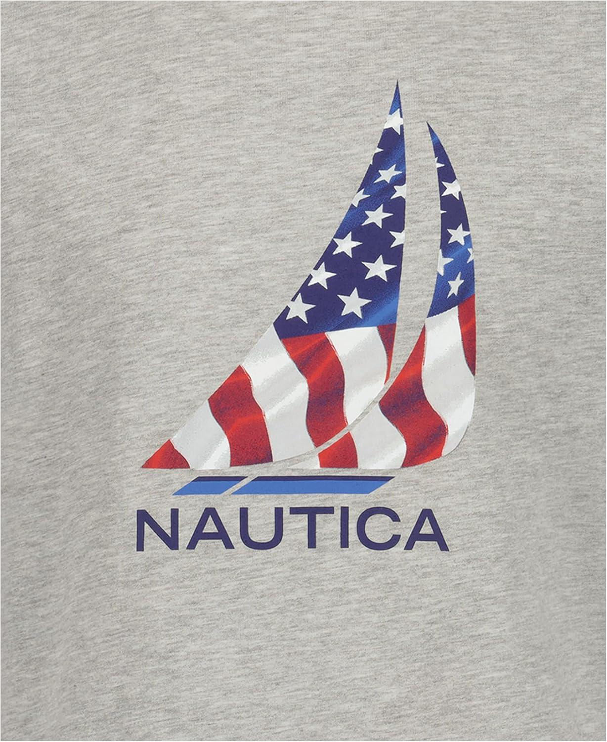 imageNautica Boys Short Sleeve JClass Logo Crew Neck TShirt Soft Comfortable Relaxed FitJclass Flag Grey Heather