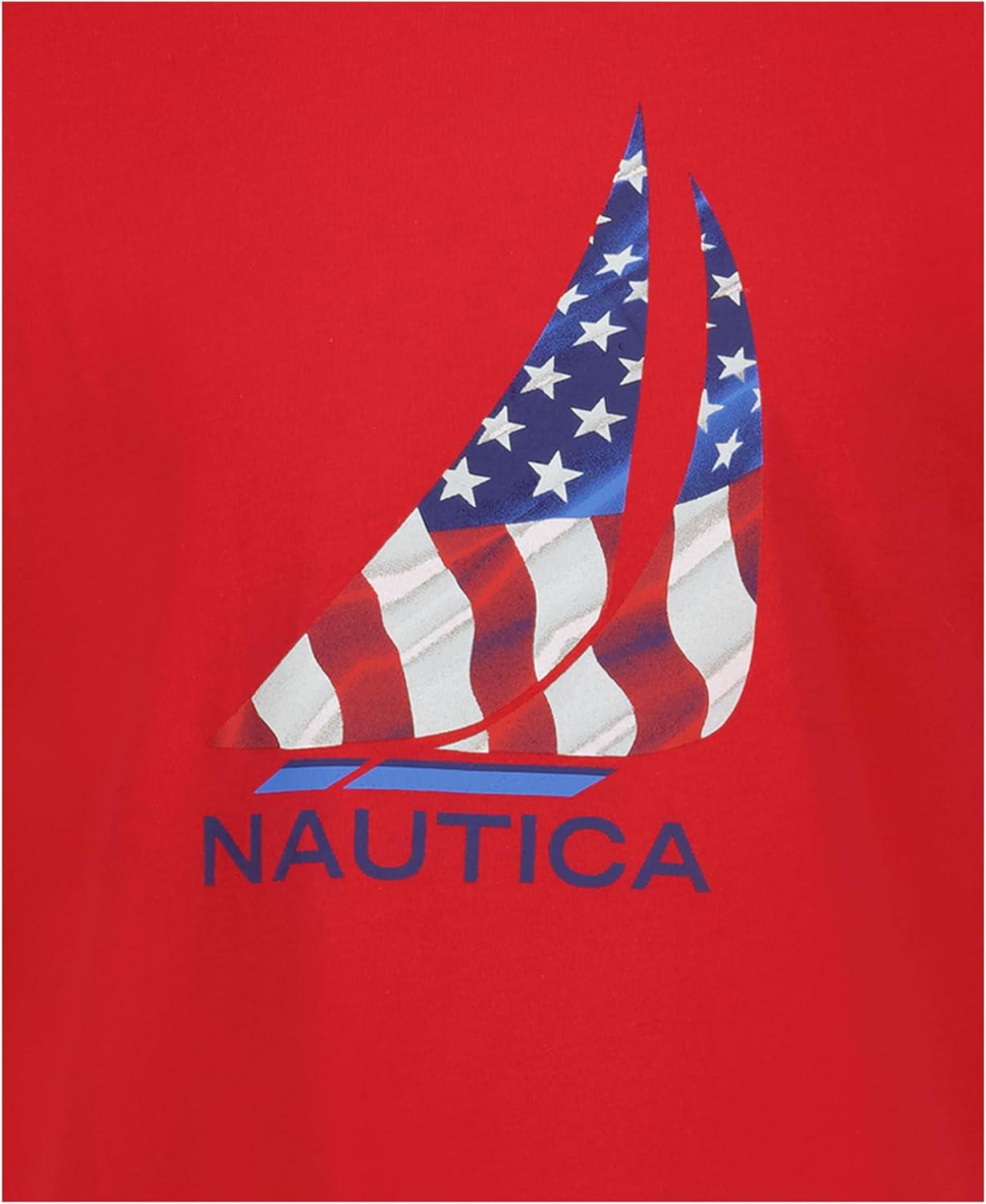 imageNautica Boys Short Sleeve JClass Logo Crew Neck TShirt Soft Comfortable Relaxed FitJclass Flag High Risk Red
