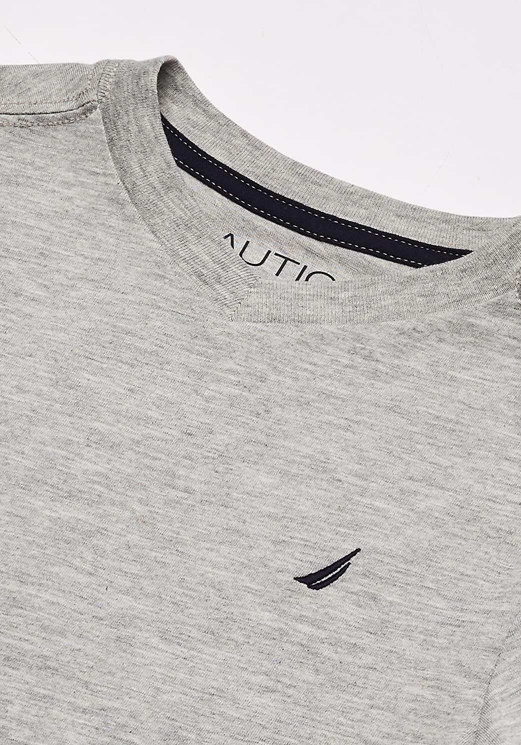 imageNautica Boys Short Sleeve Solid VNeck TShirt Soft Comfortable Relaxed FitGrey Heather