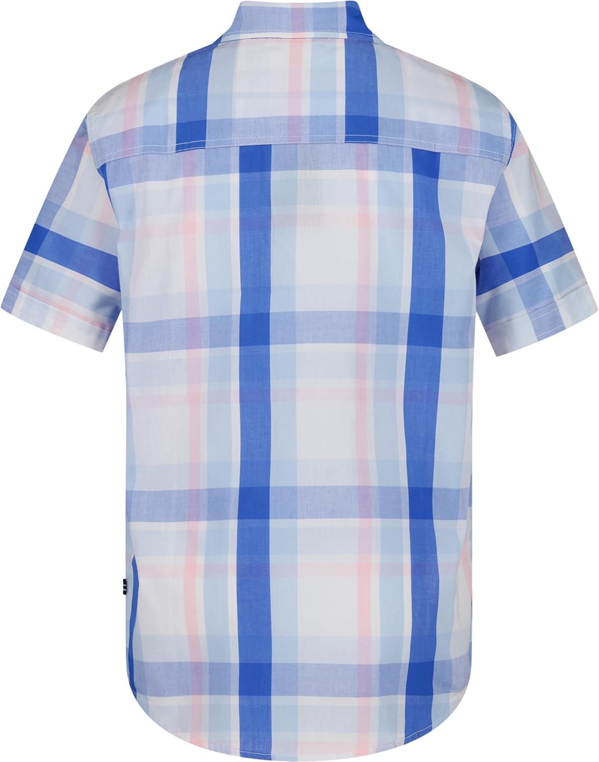 imageNautica Boys Short Sleeve Woven ButtonDown Shirt Light Weight amp BreathableAmericana Plaid
