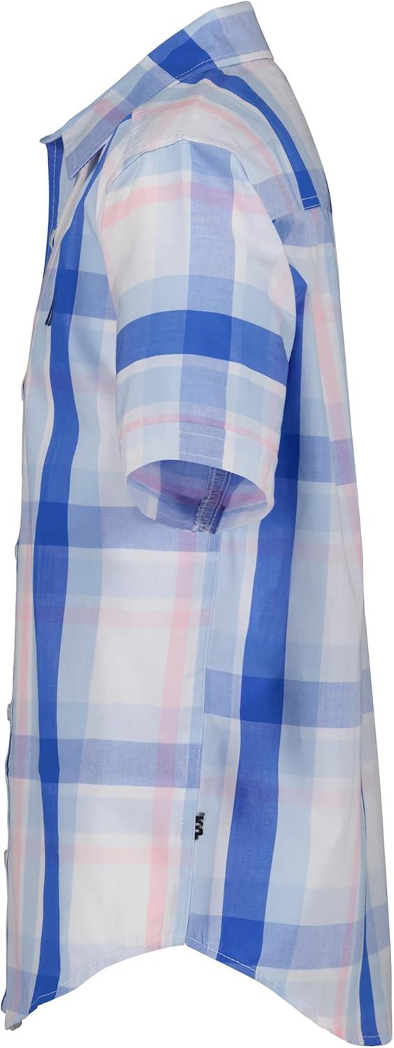 imageNautica Boys Short Sleeve Woven ButtonDown Shirt Light Weight amp BreathableAmericana Plaid