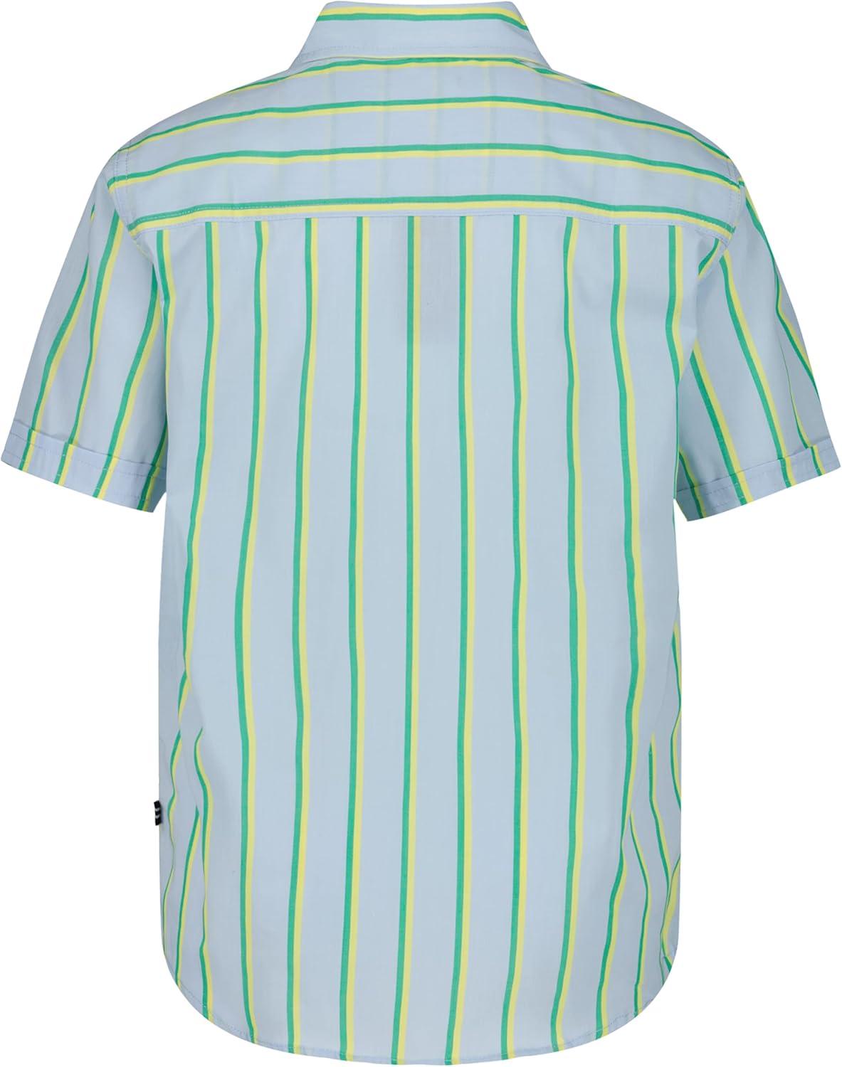 imageNautica Boys Short Sleeve Woven ButtonDown Shirt Light Weight amp BreathableCashmere Blue Thin Stripe
