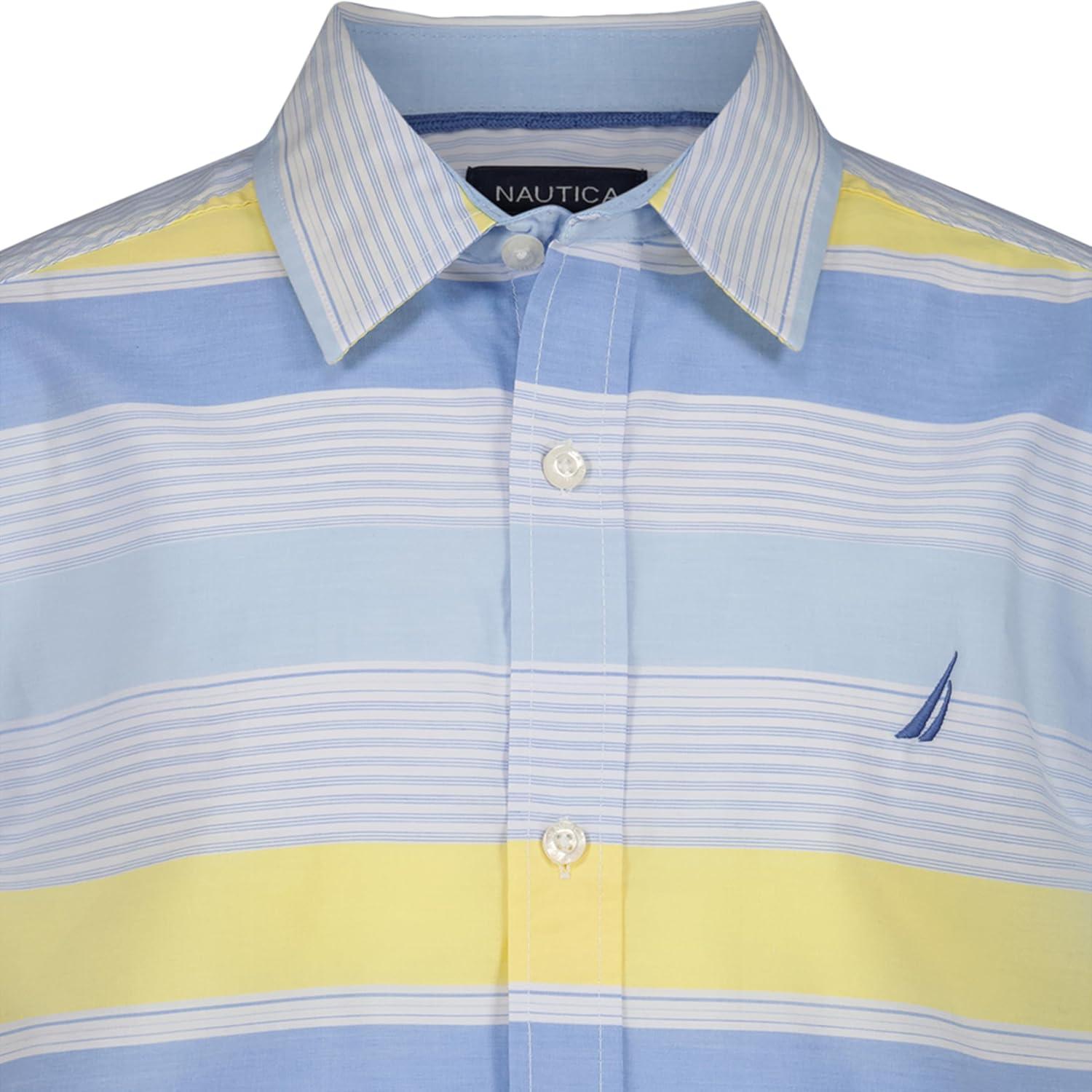 imageNautica Boys Short Sleeve Woven ButtonDown Shirt Light Weight amp BreathableIrregular Stripe Allure