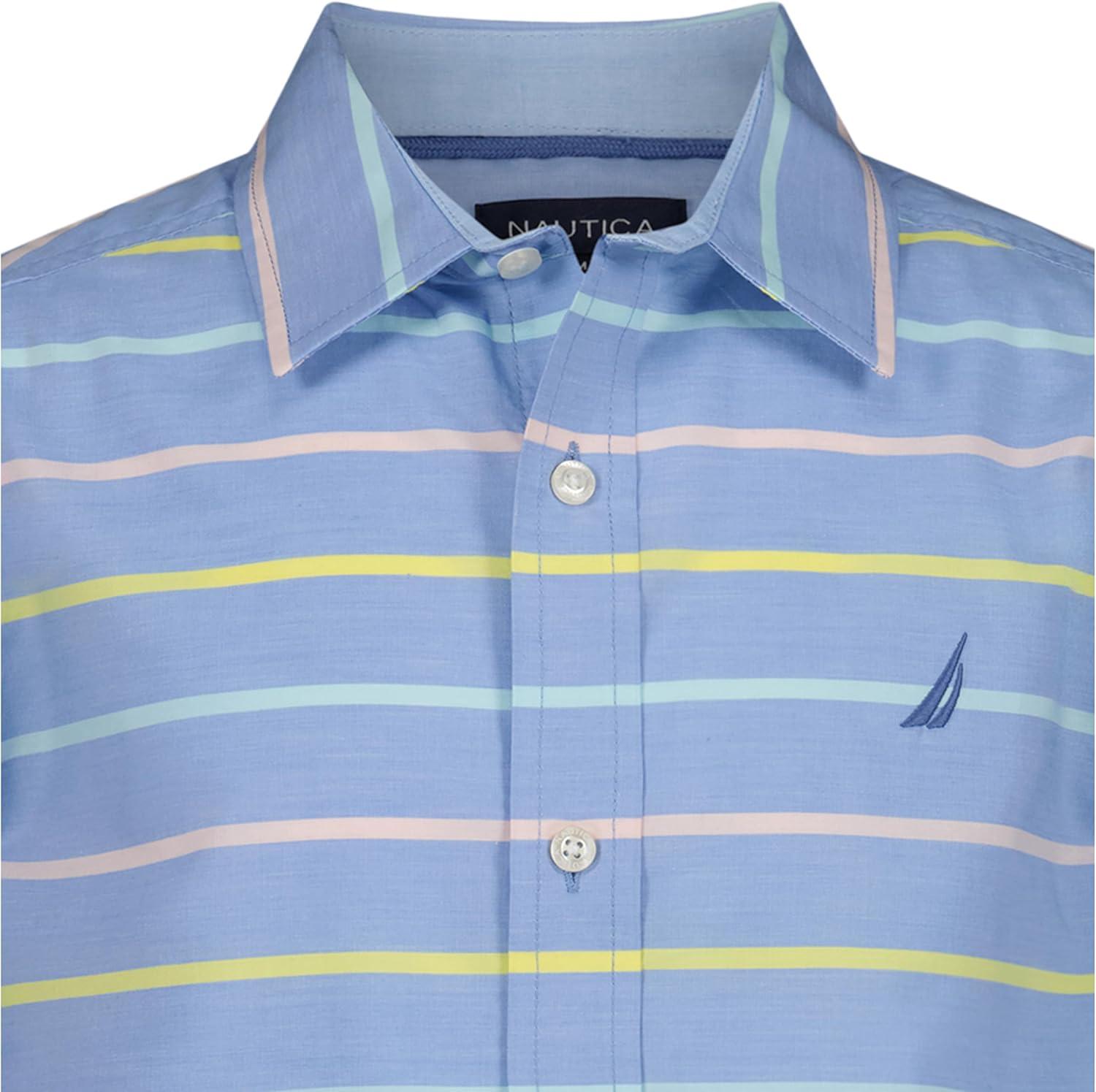 imageNautica Boys Short Sleeve Woven ButtonDown Shirt Light Weight amp BreathablePastel Stripe Allure