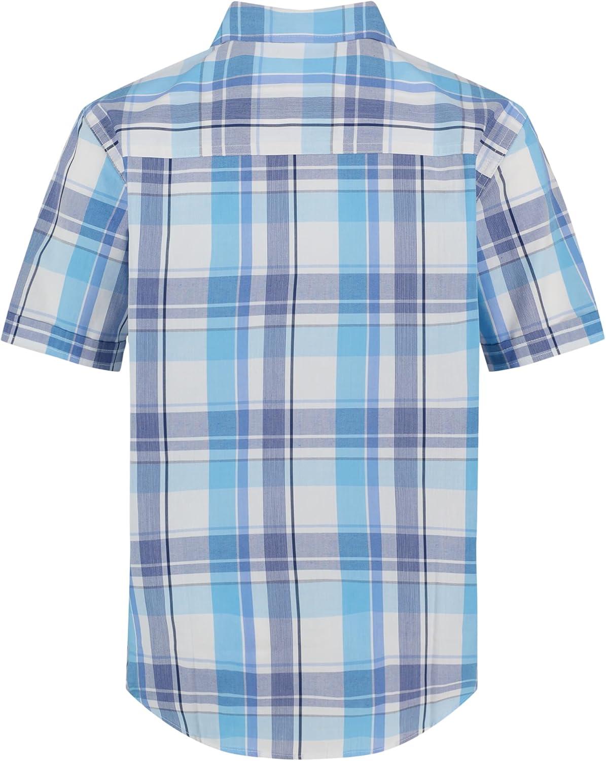 imageNautica Boys Short Sleeve Woven ButtonDown Shirt Light Weight amp BreathableSpring Plaid