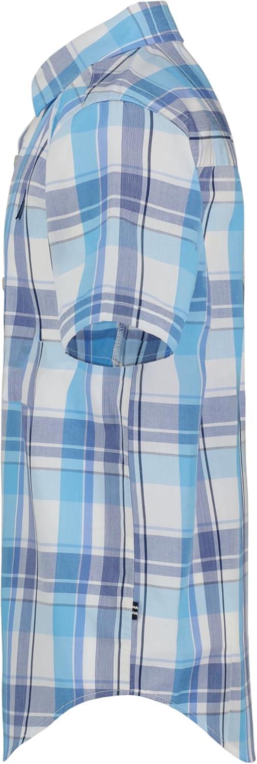 imageNautica Boys Short Sleeve Woven ButtonDown Shirt Light Weight amp BreathableSpring Plaid