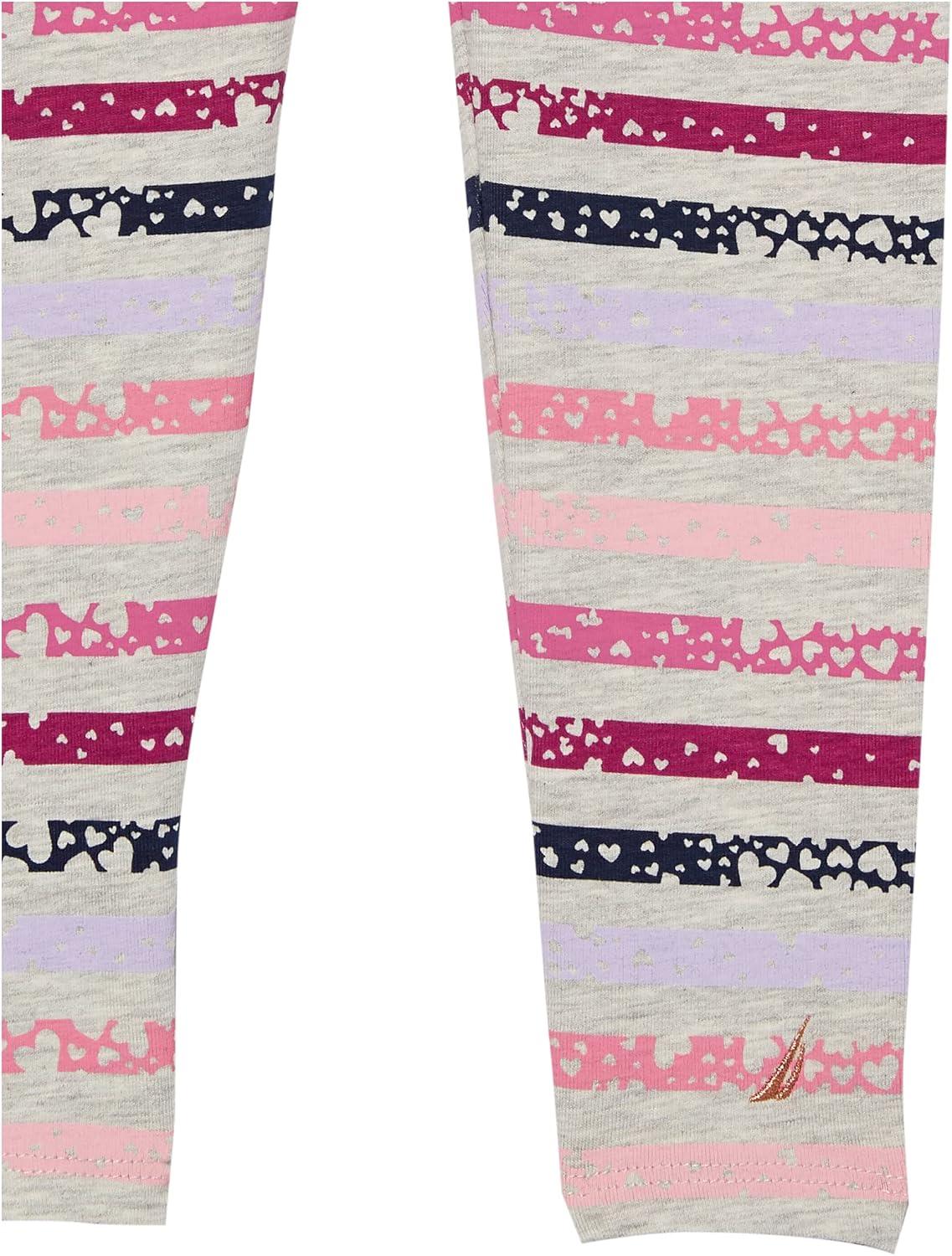imageNautica Girls Leggings Full Length Pullon Stretch Pants with Elastic Waistband amp Logo DetailOatmeal Multi