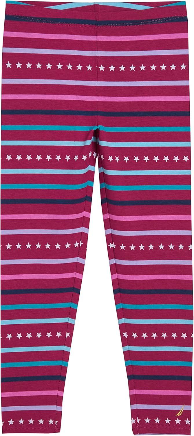 imageNautica Girls Leggings Full Length Pullon Stretch Pants with Elastic Waistband amp Logo DetailRasberry Stripes
