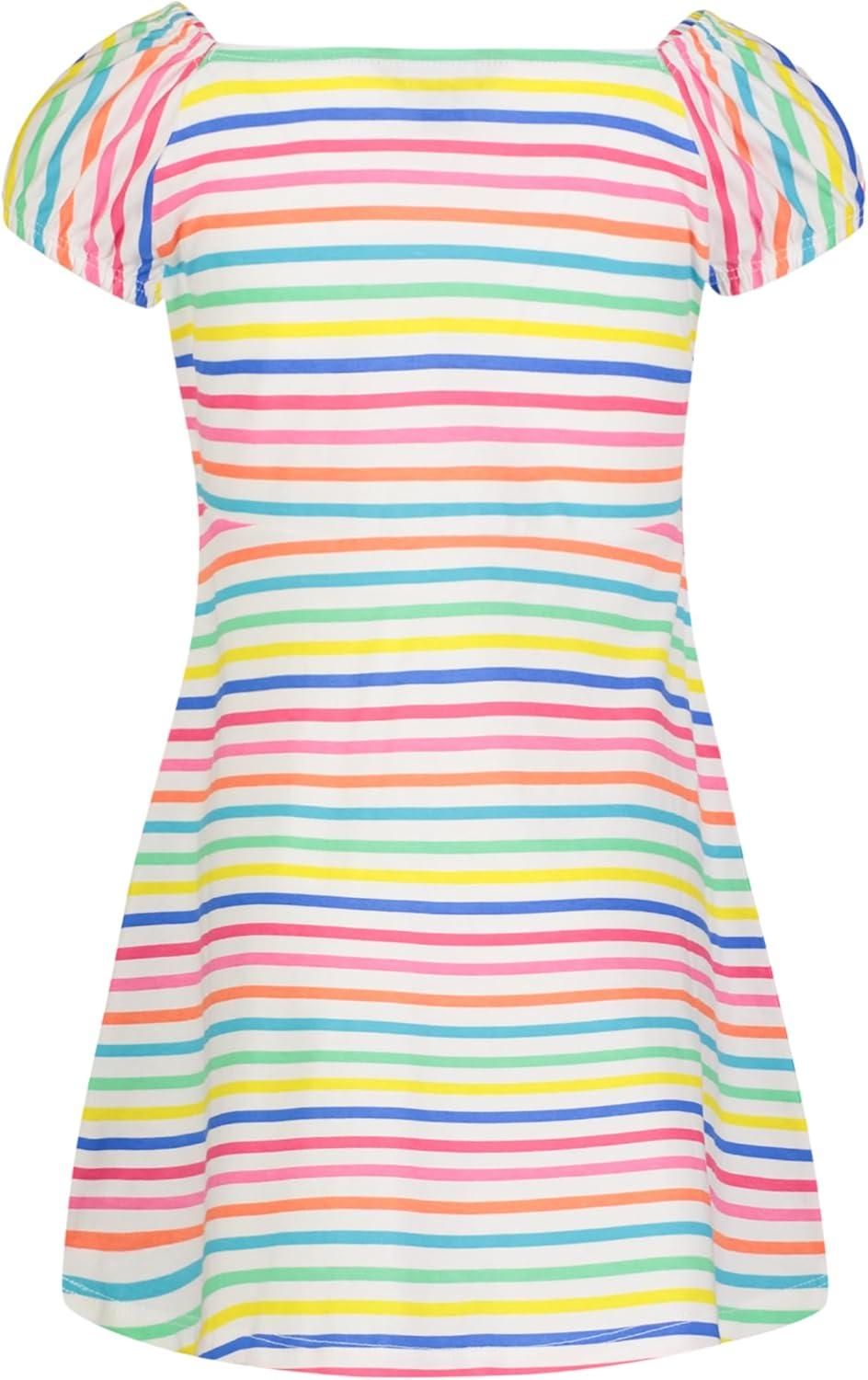 imageNautica Girls Printed Flutter Dress Sleeveless with Ruffled Shoulders amp Cinched WaistBright White