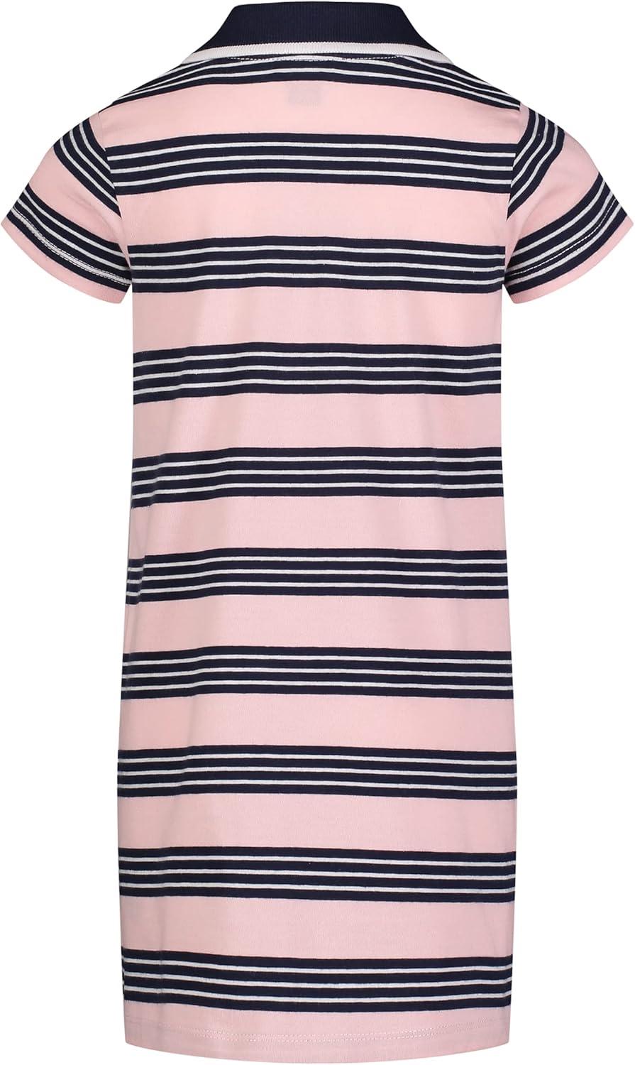 imageNautica Girls Short Sleeve Knit Pique Polo DressCoral Blush Stripe