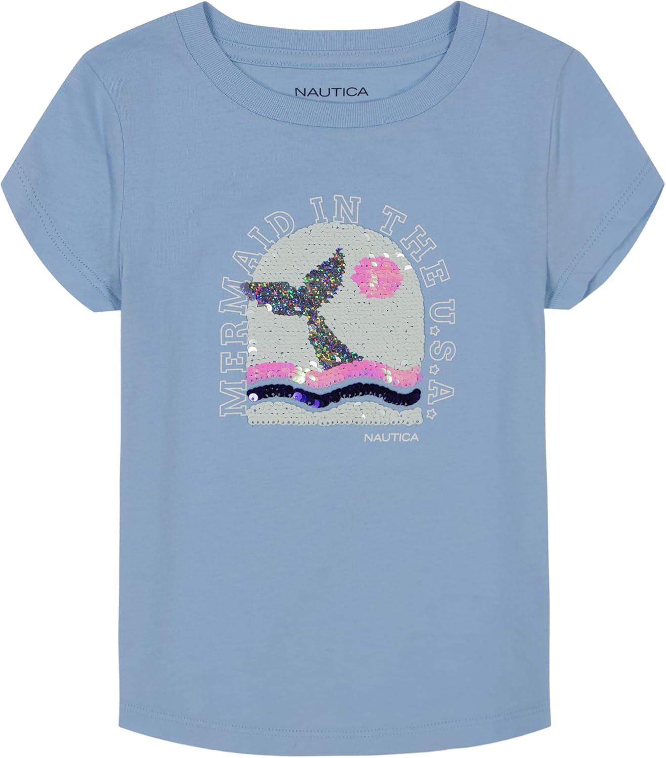 imageNautica Girls Short Sleeve Legacy TShirt with Flip Sequin Design Cotton Tee with Tagless InteriorDutch Canal Mermaid