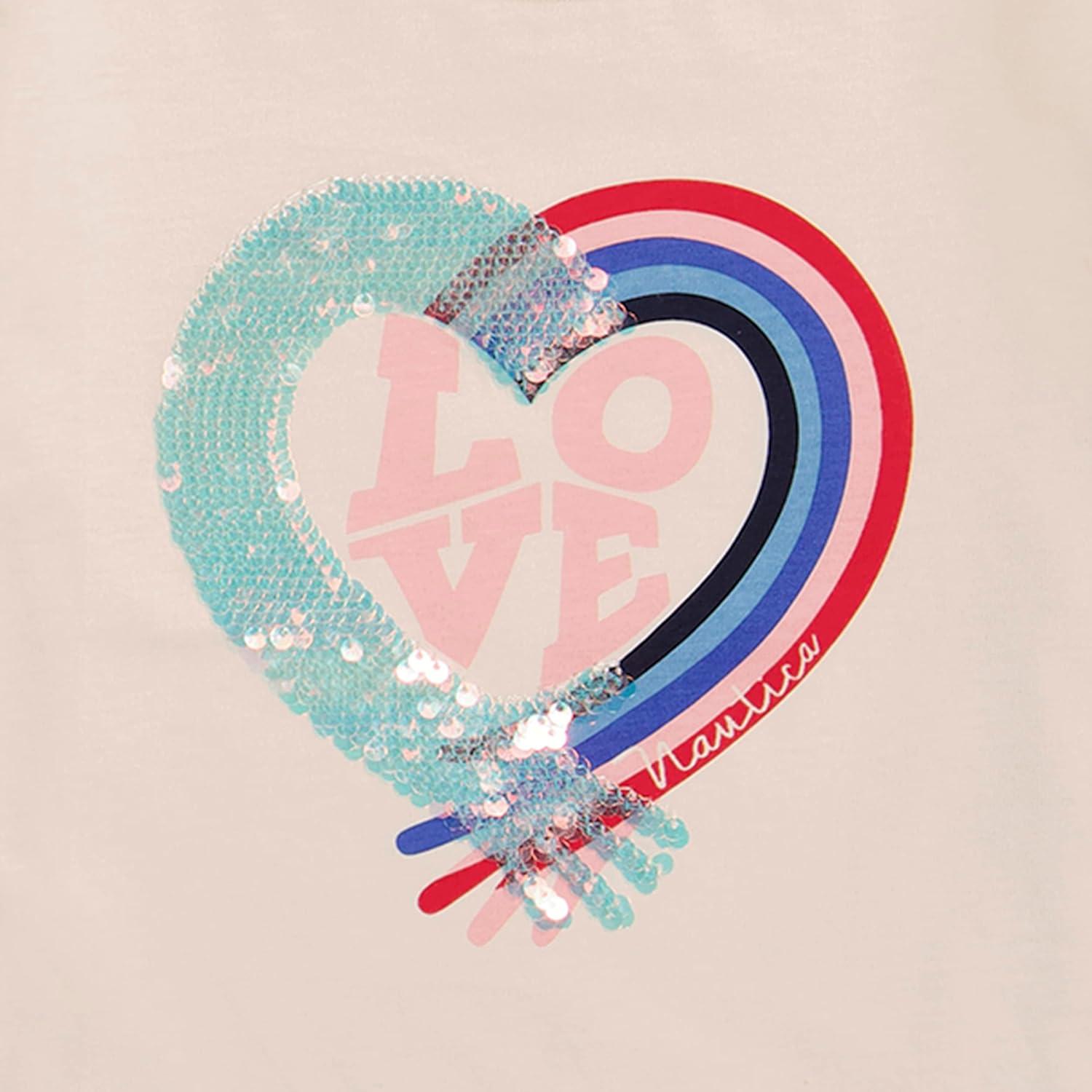 imageNautica Girls Short Sleeve Legacy TShirt with Flip Sequin Design Cotton Tee with Tagless InteriorEggnog Love