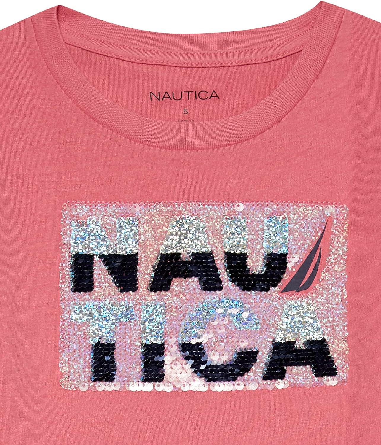 imageNautica Girls Short Sleeve Legacy TShirt with Flip Sequin Design Cotton Tee with Tagless InteriorRapture Magic Sequin