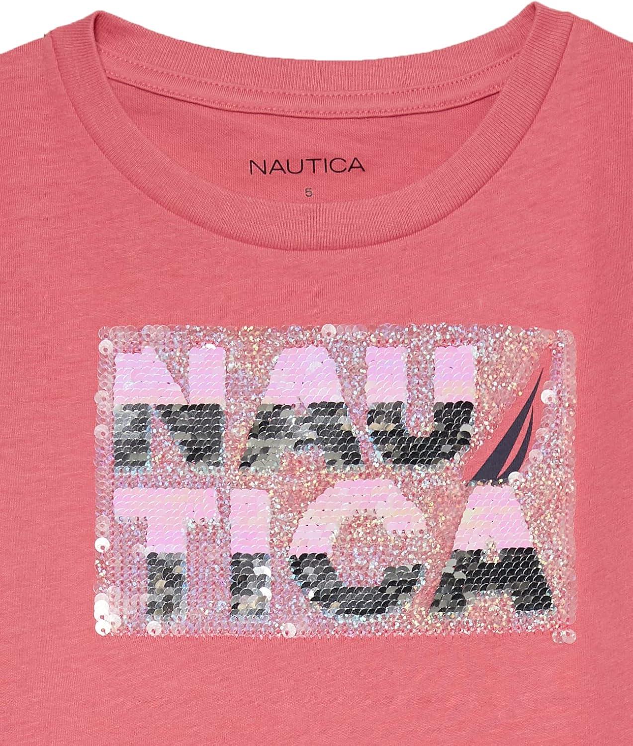 imageNautica Girls Short Sleeve Legacy TShirt with Flip Sequin Design Cotton Tee with Tagless InteriorRapture Magic Sequin