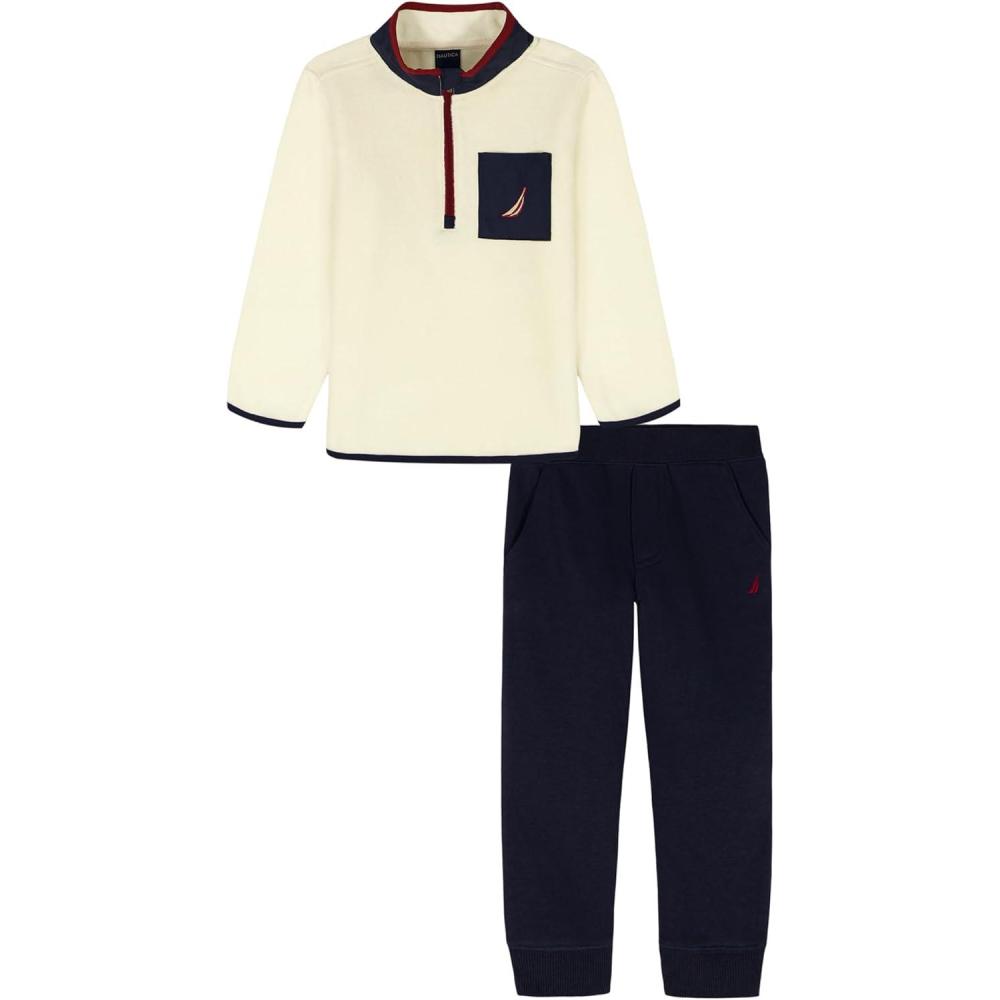imageNautica Baby Boys 2 Pc Sherpa Top and Pant SetTurtledoveNavy Blazer