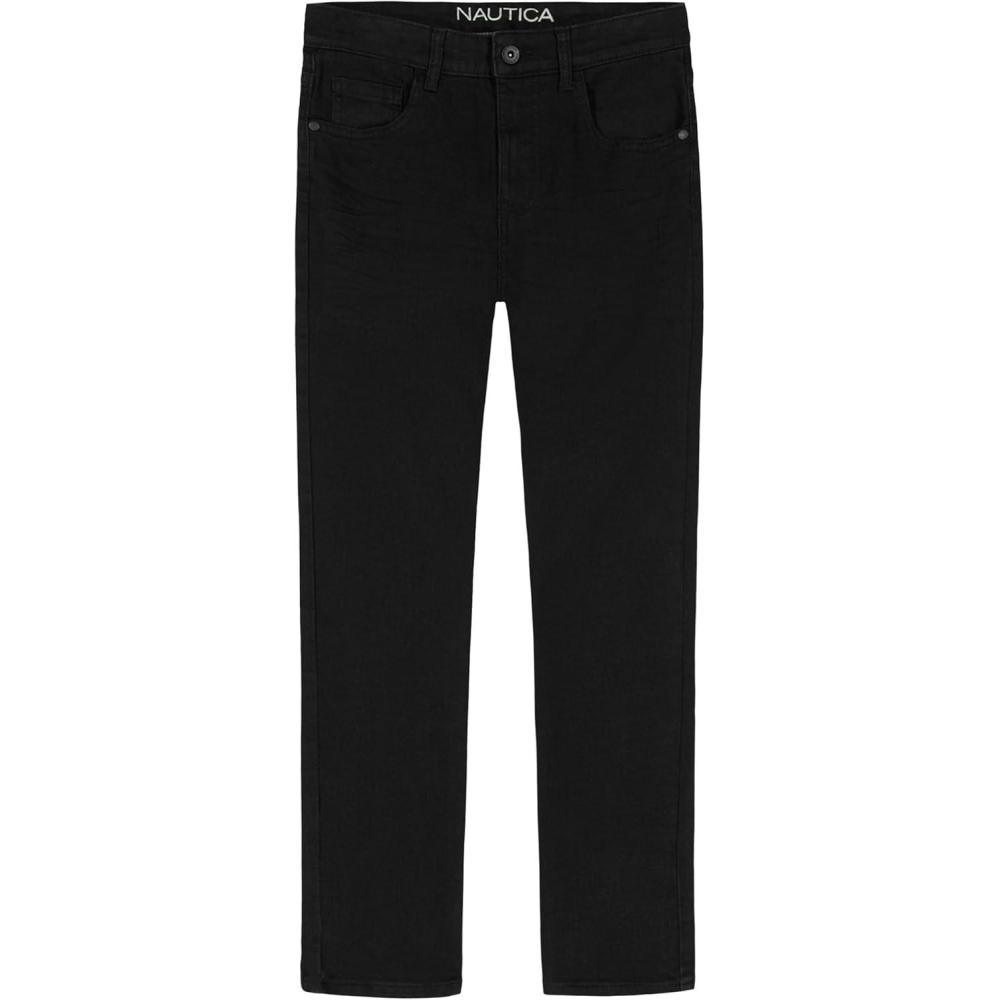 imageNautica Boys Classic Fit Straight Leg Denim Jeans 5Pocket Style Zipper Fly amp Button ClosureBlack