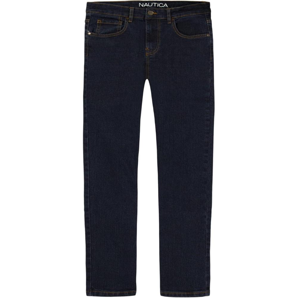 imageNautica Boys Classic Fit Straight Leg Denim Jeans 5Pocket Style Zipper Fly amp Button ClosureNavy Rinse