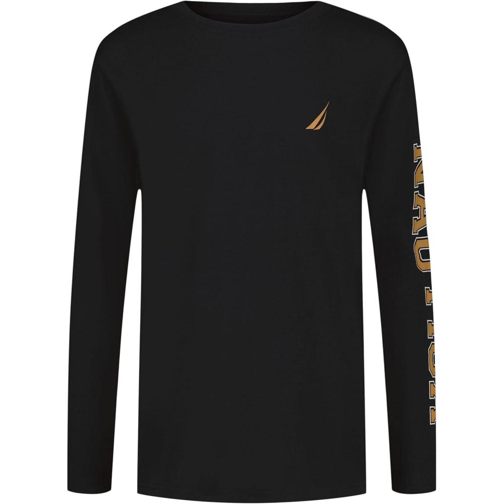 imageNautica Boys Long Sleeve Screen Print Graphic TShirtBold True Black