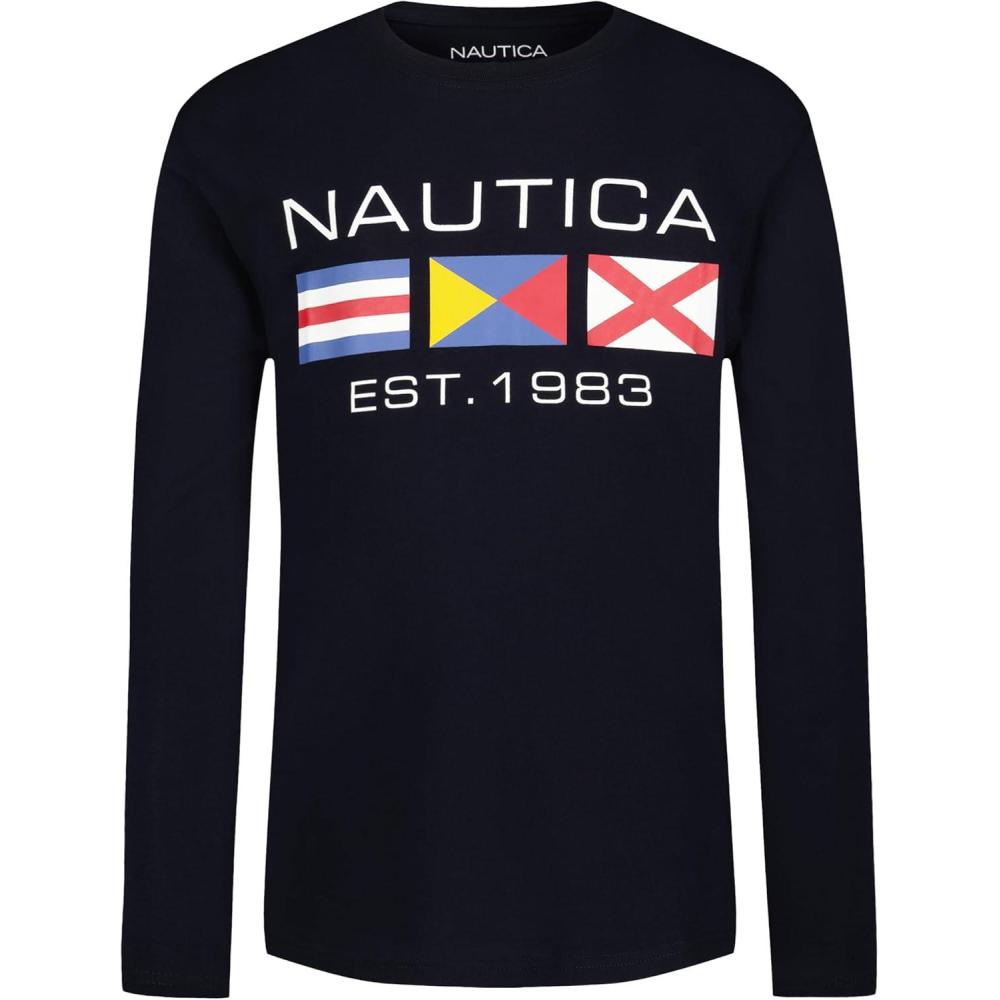 imageNautica Boys Long Sleeve Screen Print Graphic TShirtIcon Sport Navy