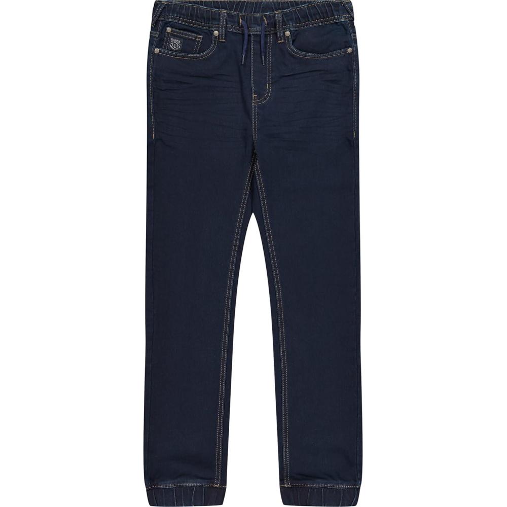 imageNautica Boys Pullon Stretch Denim JoggerStyle Jeans 5Pocket Style amp Drawstring ClosureLegacy Dark Blue