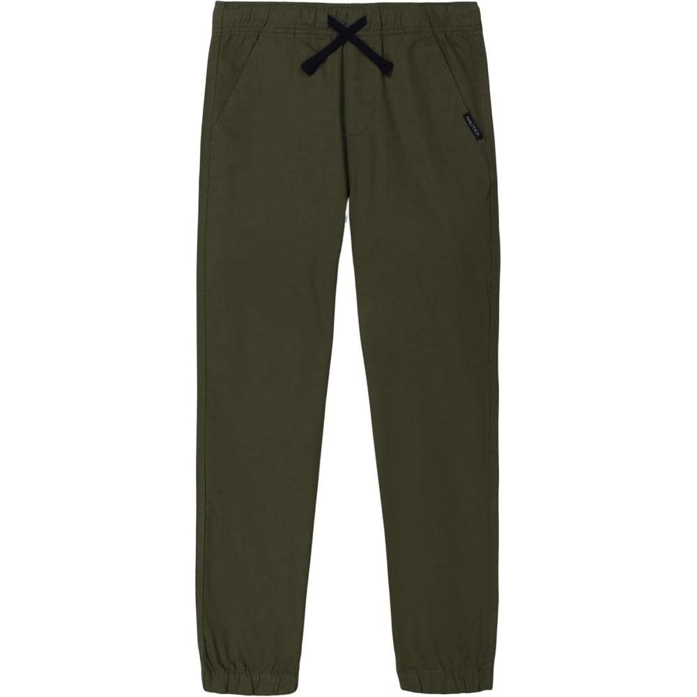 imageNautica Boys Pullon Twill Jogger Pant Drawstring ClosureDusty Olive