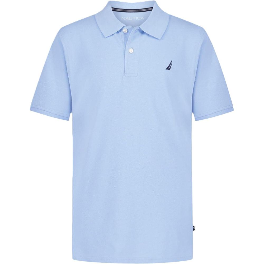 imageNautica Boys Short Sleeve Anchor Polo Button Closure Soft amp Comfortable Pique FabricBlue Bell