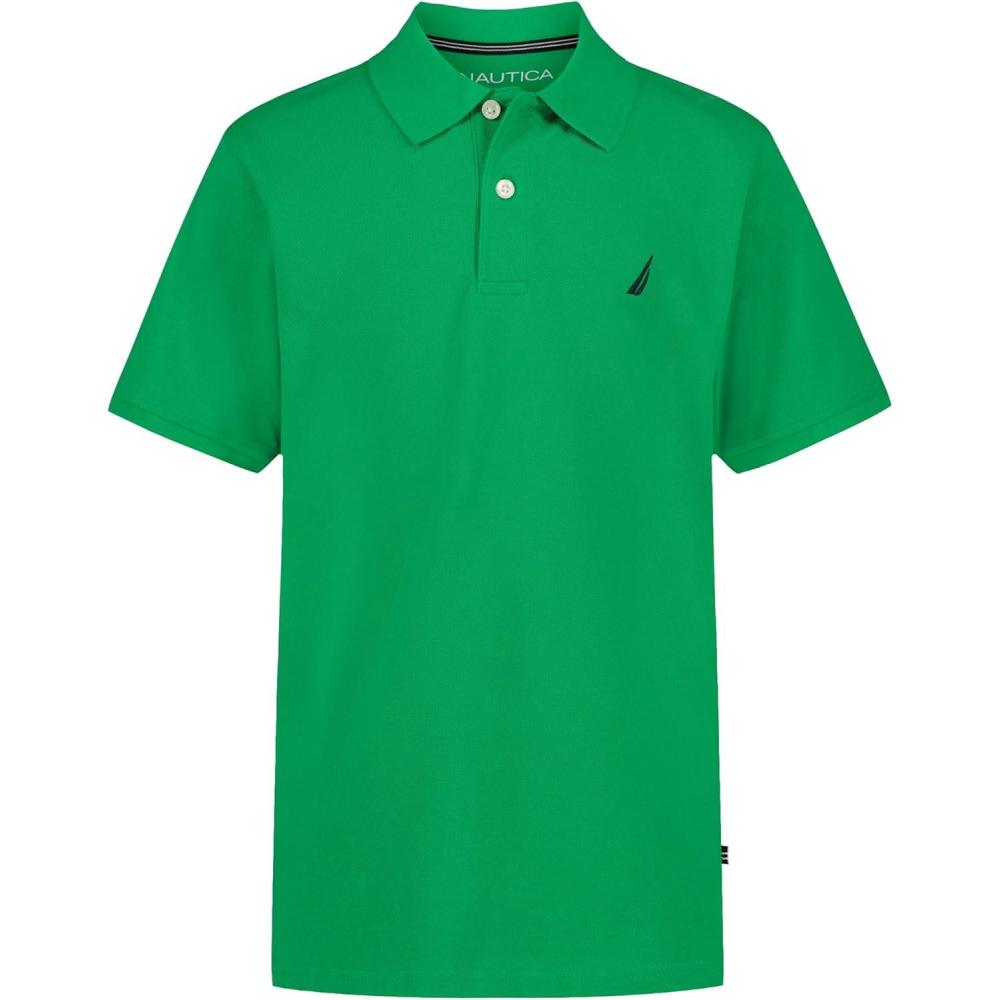 imageNautica Boys Short Sleeve Anchor Polo Button Closure Soft amp Comfortable Pique FabricBright Green