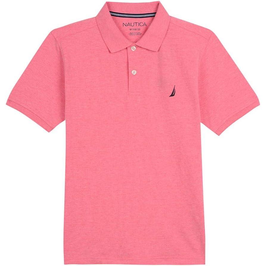 imageNautica Boys Short Sleeve Anchor Polo Button Closure Soft amp Comfortable Pique FabricDark Coral Cb26