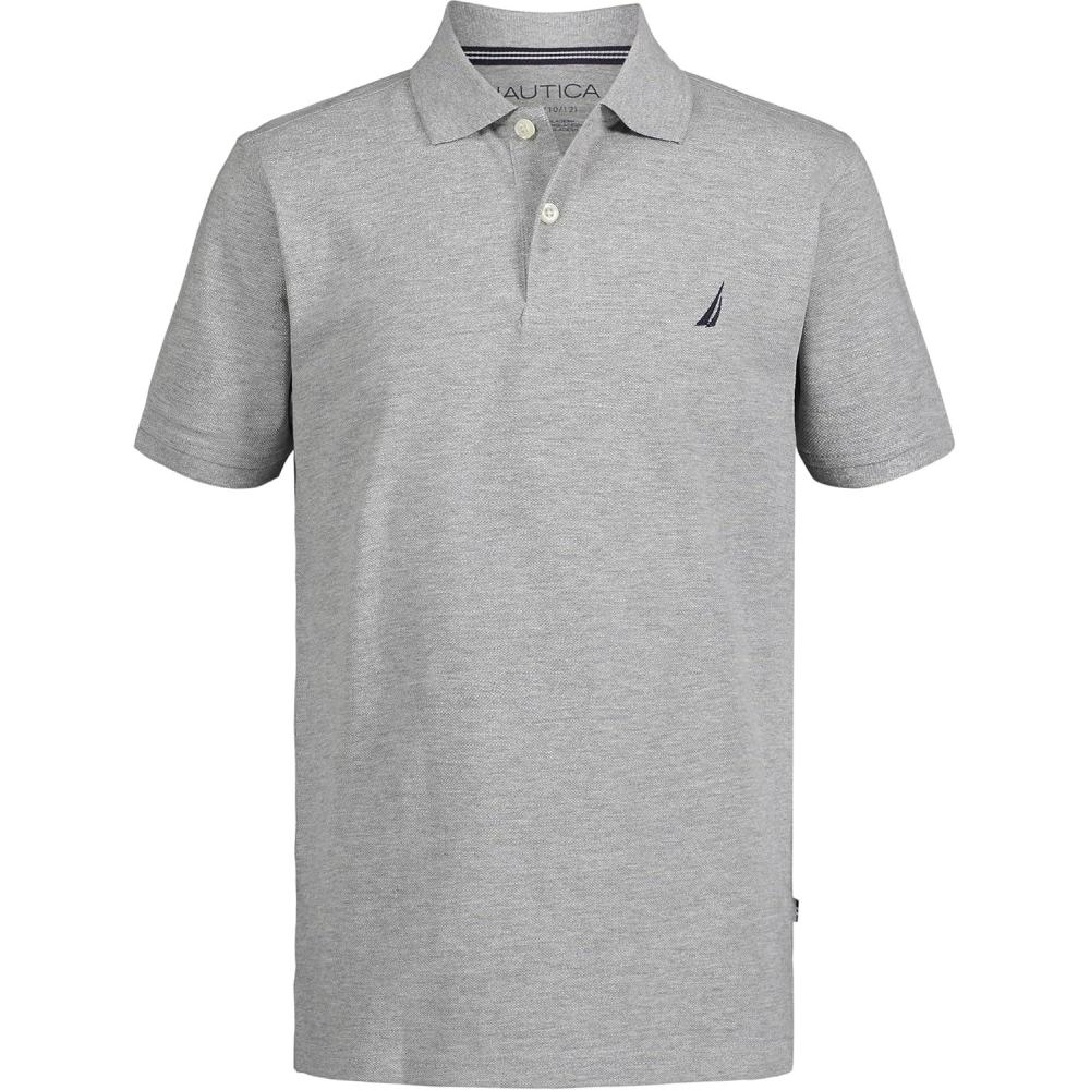 imageNautica Boys Short Sleeve Anchor Polo Button Closure Soft amp Comfortable Pique FabricGrey Heather