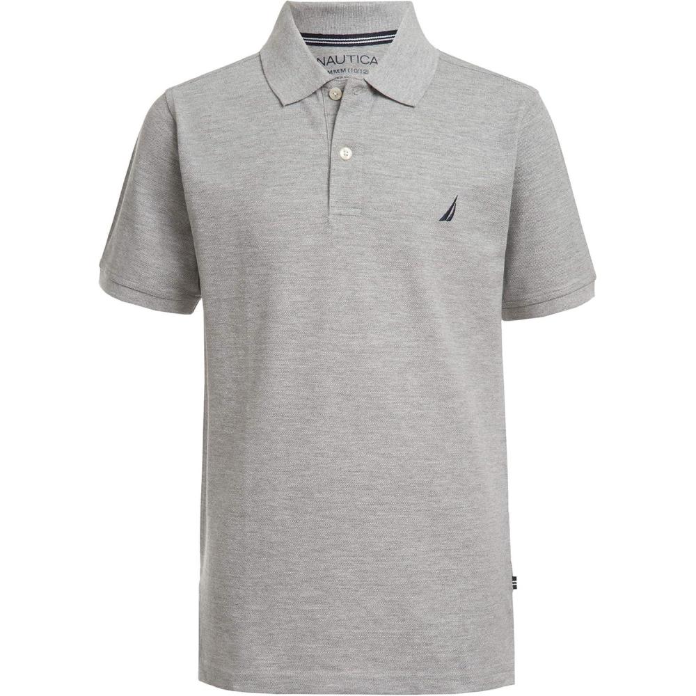 imageNautica Boys Short Sleeve Anchor Polo Button Closure Soft amp Comfortable Pique FabricLegacy Grey Heather