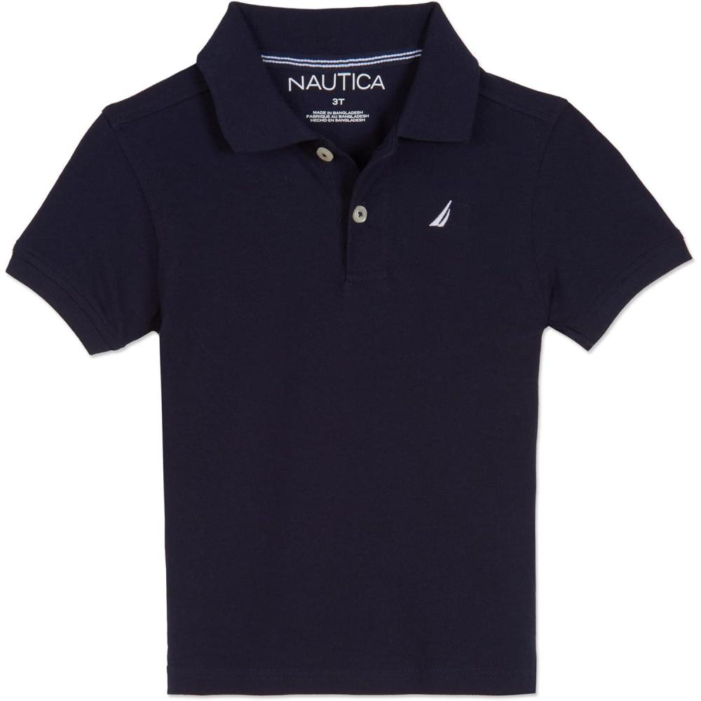 imageNautica Boys Short Sleeve Anchor Polo Button Closure Soft amp Comfortable Pique FabricLegacy Sport Navy