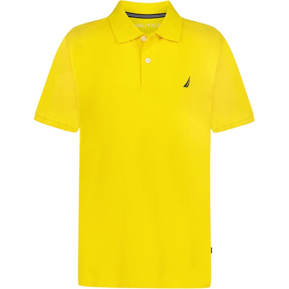 imageNautica Boys Short Sleeve Anchor Polo Button Closure Soft amp Comfortable Pique FabricLemon