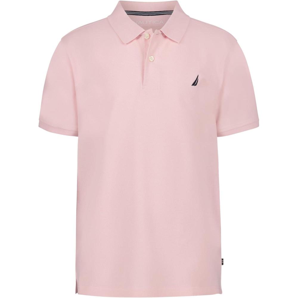 imageNautica Boys Short Sleeve Anchor Polo Button Closure Soft amp Comfortable Pique FabricPale Pink