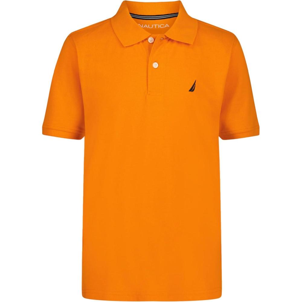 imageNautica Boys Short Sleeve Anchor Polo Button Closure Soft amp Comfortable Pique FabricPersimmon