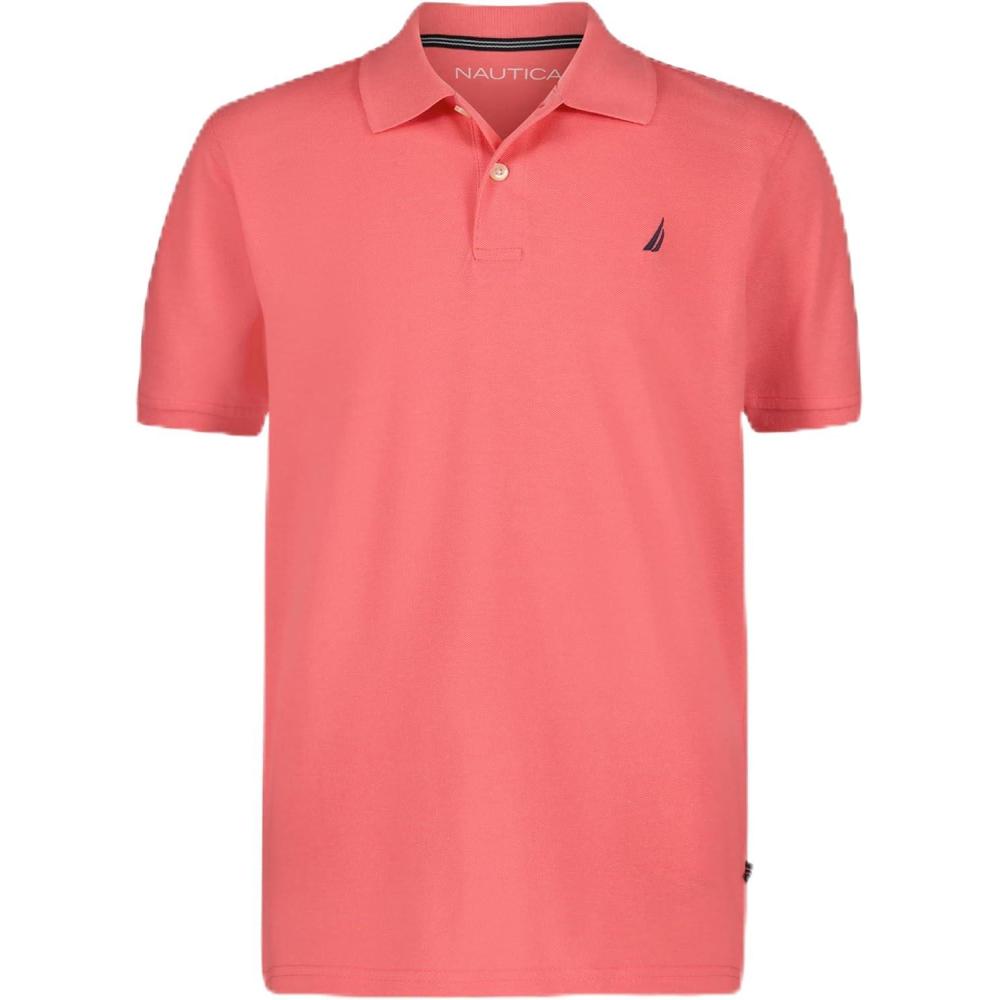 imageNautica Boys Short Sleeve Anchor Polo Button Closure Soft amp Comfortable Pique FabricTeaberry