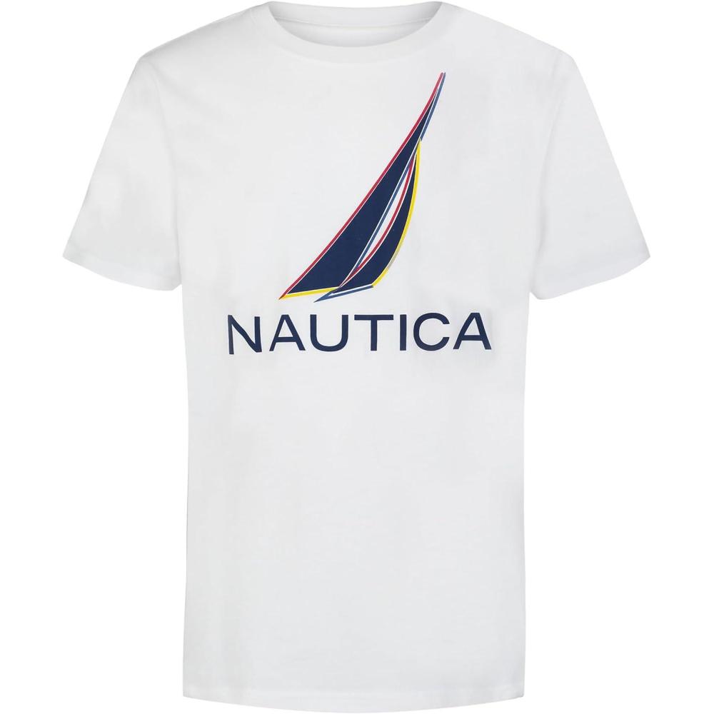 imageNautica Boys Short Sleeve JClass Logo Crew Neck TShirt Soft Comfortable Relaxed FitColor Shade Marshmallow