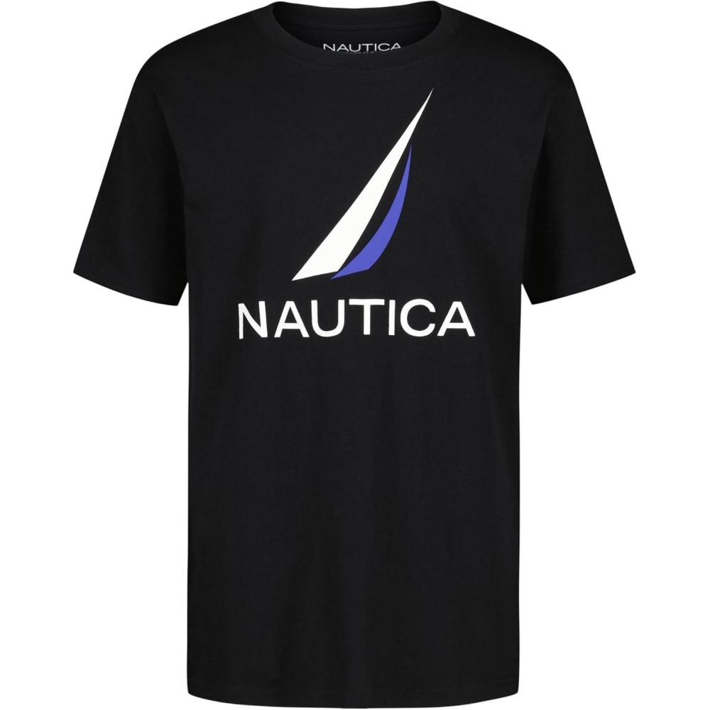 imageNautica Boys Short Sleeve JClass Logo Crew Neck TShirt Soft Comfortable Relaxed FitJclass Black