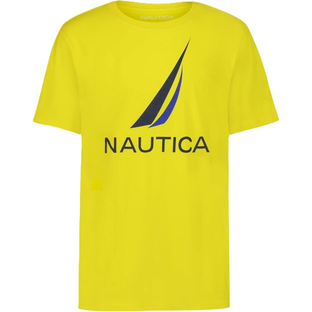 imageNautica Boys Short Sleeve JClass Logo Crew Neck TShirt Soft Comfortable Relaxed FitJclass Blazing Yellow