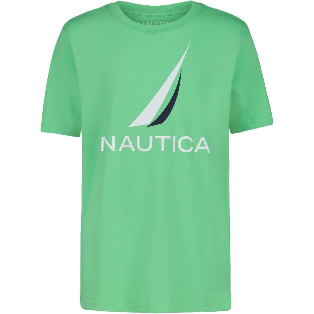 imageNautica Boys Short Sleeve JClass Logo Crew Neck TShirt Soft Comfortable Relaxed FitJclass Keen Green